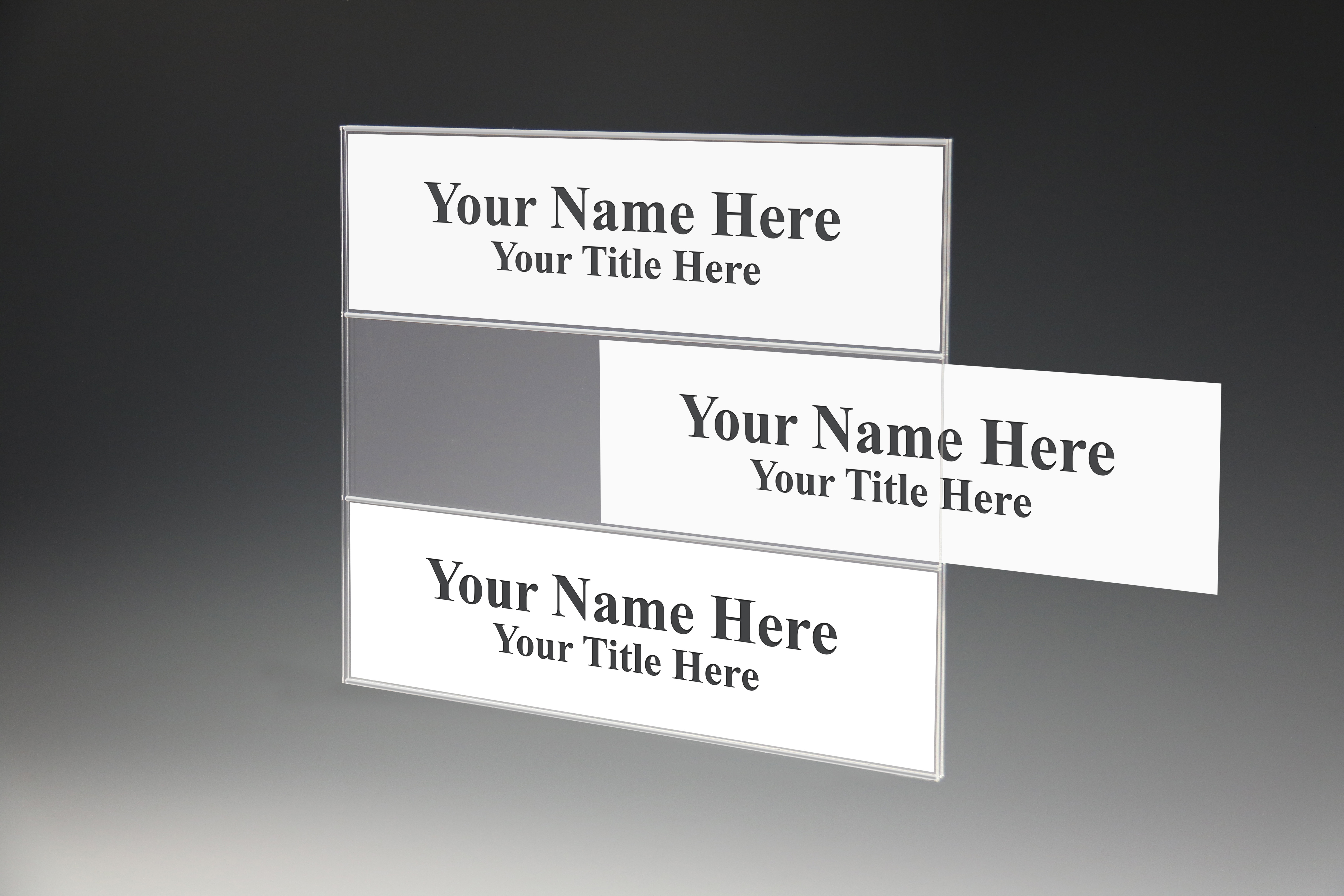 Acrylic MultiTier Name Plate Holders for Cubicles, Walls, and Desks, a